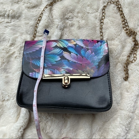 Faux Leather Feather Small Crossbody Purse - Picture 3 of 12